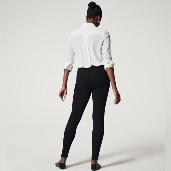 SPANX Jean-ish Ankle Textured Jegging Leggings Black Size M Minimal Shapewear - Picture 5 of 14